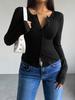 Women's Tops Y2K Solid Color Slim Cardigan Button Long Sleeve T-Shirt