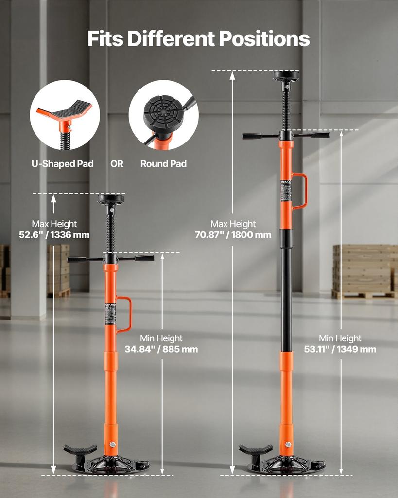Underhoist Support Stand, 1 Ton Capacity Under Hoist Jack Stand with Handle, Adjustable Height, Bearing Mounted Spin Handle, Self-Locking Threaded