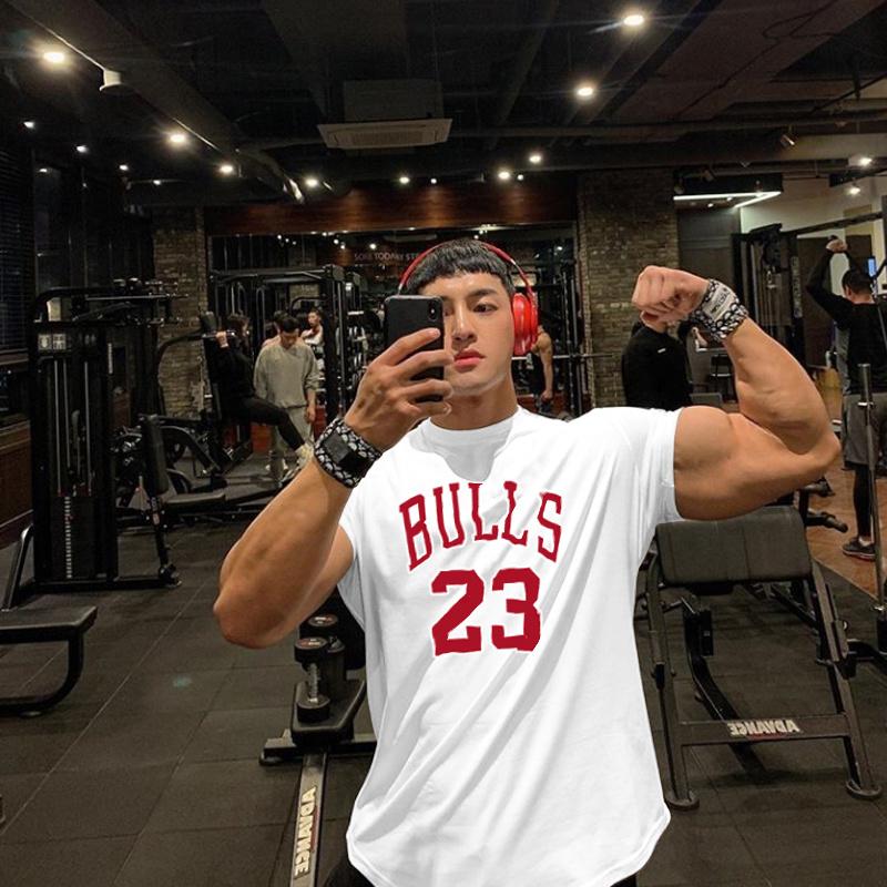 

New Shortsleeved 26T Shirt Training Streetwear Summer Basketball Clothing Pure Cotton Trendy Loose Fit S