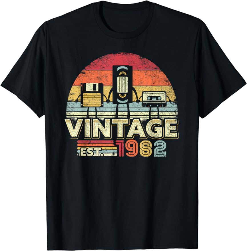 

Men s 41st Birthday T-Shirt: Born 1982 Retro Streetwear Style Vintage Retro for Men s Graphic T-Shirts Birthday Gifts TShirt ... S разноцветный
