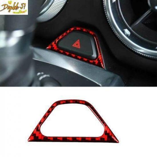 Red Carbon Fiber Warning Light Button Cover Trim For Chevrolet Camaro 2016-19