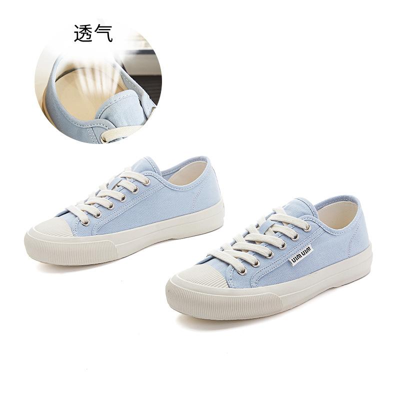 Wula grass pigskin pad canvas shoes women's 2025 autumn new flat-bottomed casual women's single shoes versatile little white shoes women