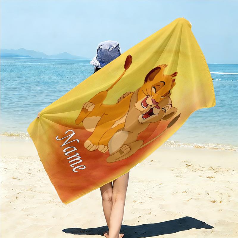 Personalized Lion Adventure Beach Towel Microfiber Beach Towel Thin Absorbent for Beach Swimming Yoga Bath Sports. 0910350