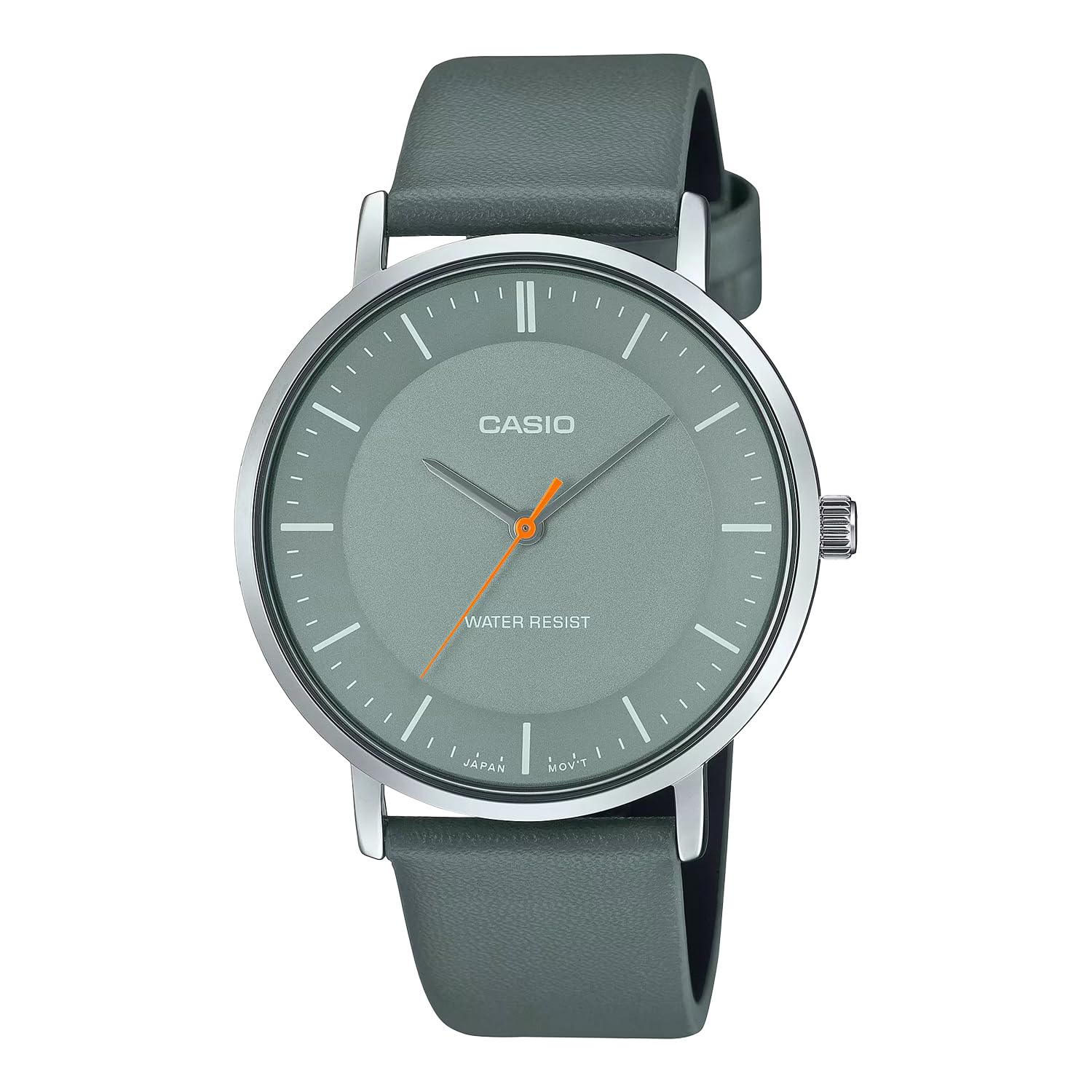 Casio Quartz Watch with Greenish Gray Leather Band Men s MTP-VT04L-8E (Overseas Model) [Used]