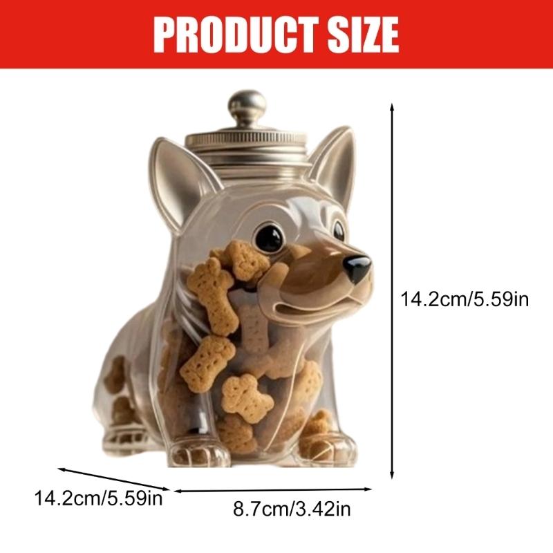 Clear Glass Pet Treat Jar Tight Lid Simple Storage For Parties Incidents