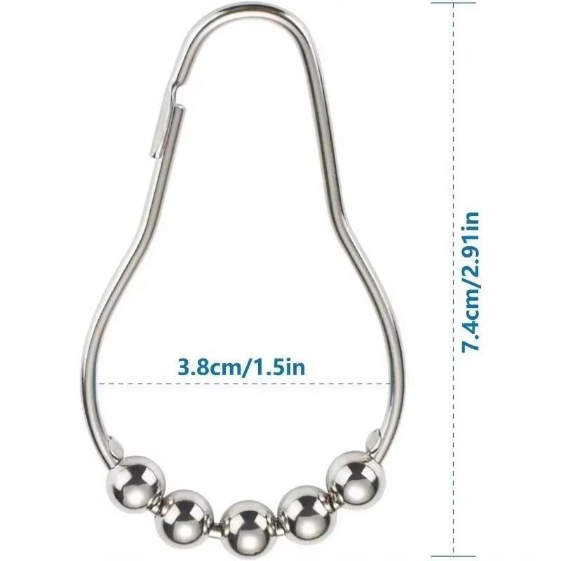 1 Pack 24pcs Shower Curtain Rod Hooks Stainless Steel Material with Rolling Balls Easy To Slide and Not Fall Off