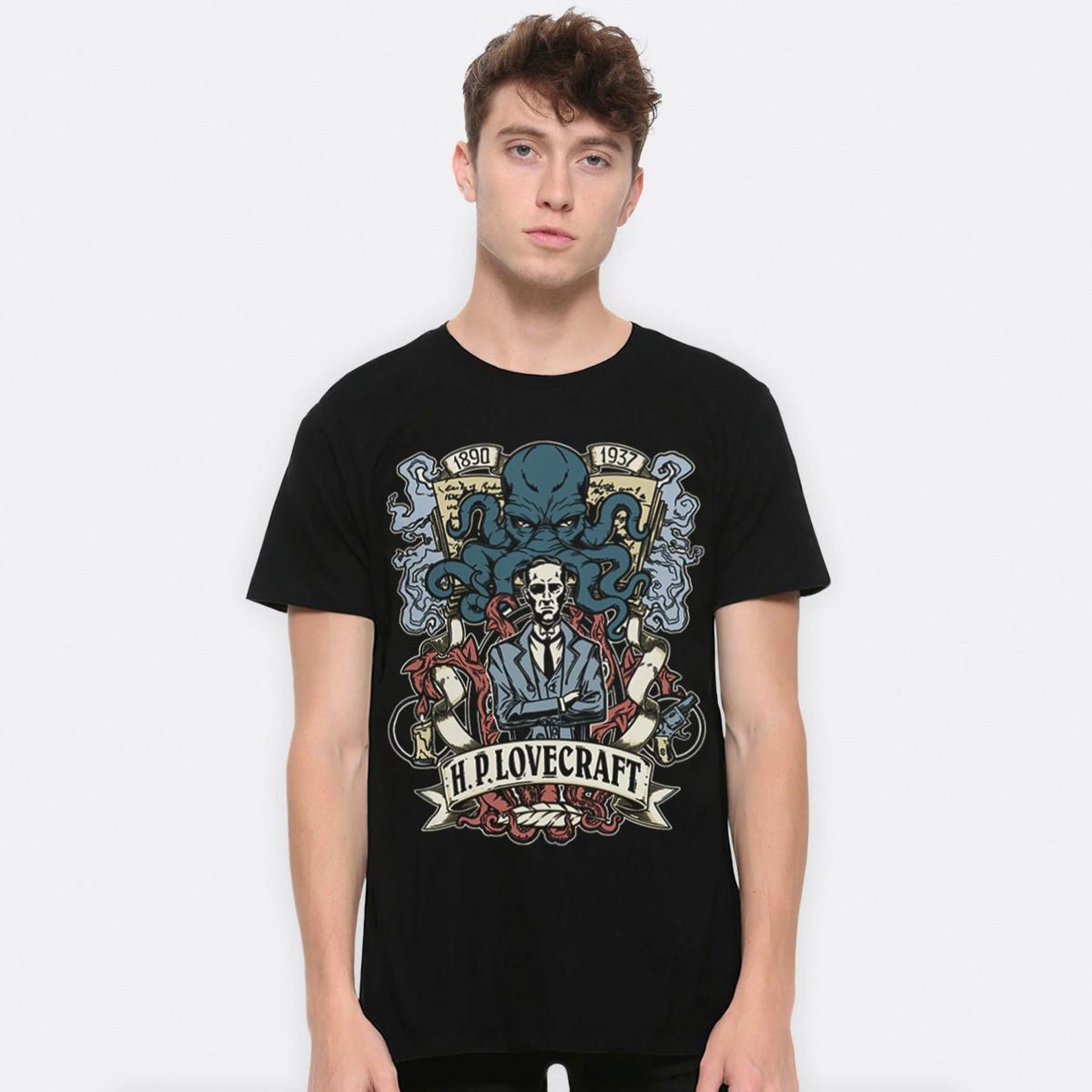 Howard Phillips Lovecraft Art T-Shirt, Men s Women s Sizes (LVC-087454) 4XL