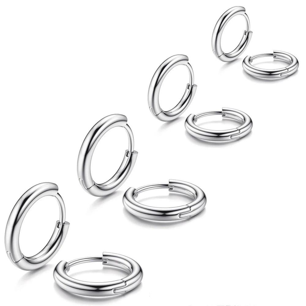 4 pairs Light Luxury Small Hoop Earrings Minimalist Earrings Set Stainless Steel Earrings  Wedding