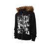 2KWEIRD Faux Coats Women Graphic Jacket with Hooded Fleece Fur Hoodie Edgy American Retro Street Style and Y2K Fashion Top