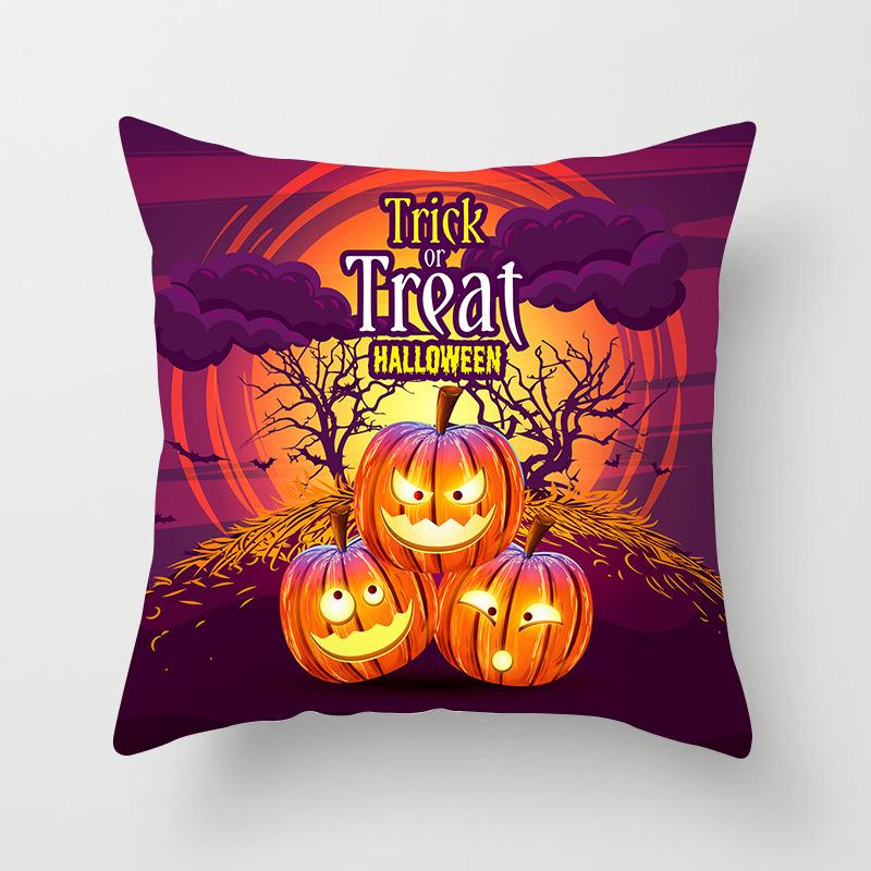 Halloween Pillow with Graffiti Letters Printed Peach Skin Home Cushion Cover Sofa Living Room Cushion Cover