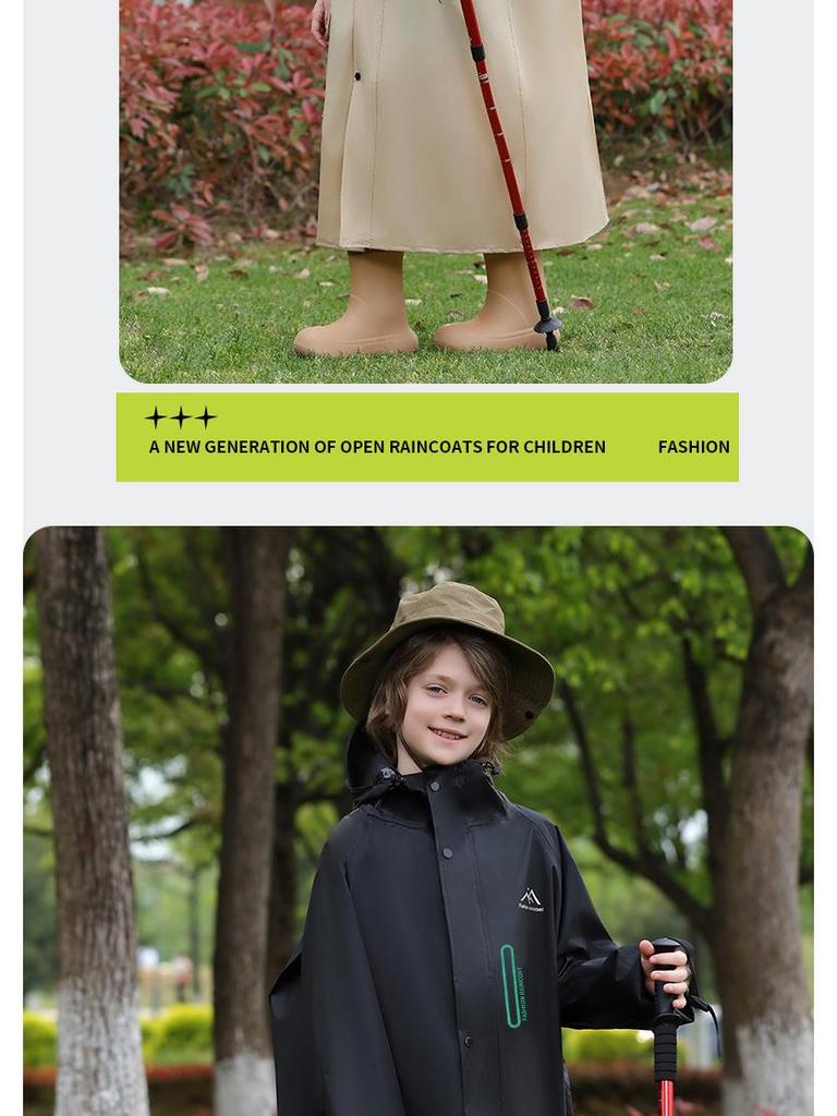 Kinder Unisex Langer Dicker Wasserdichter Poncho für Schule und Radfahren