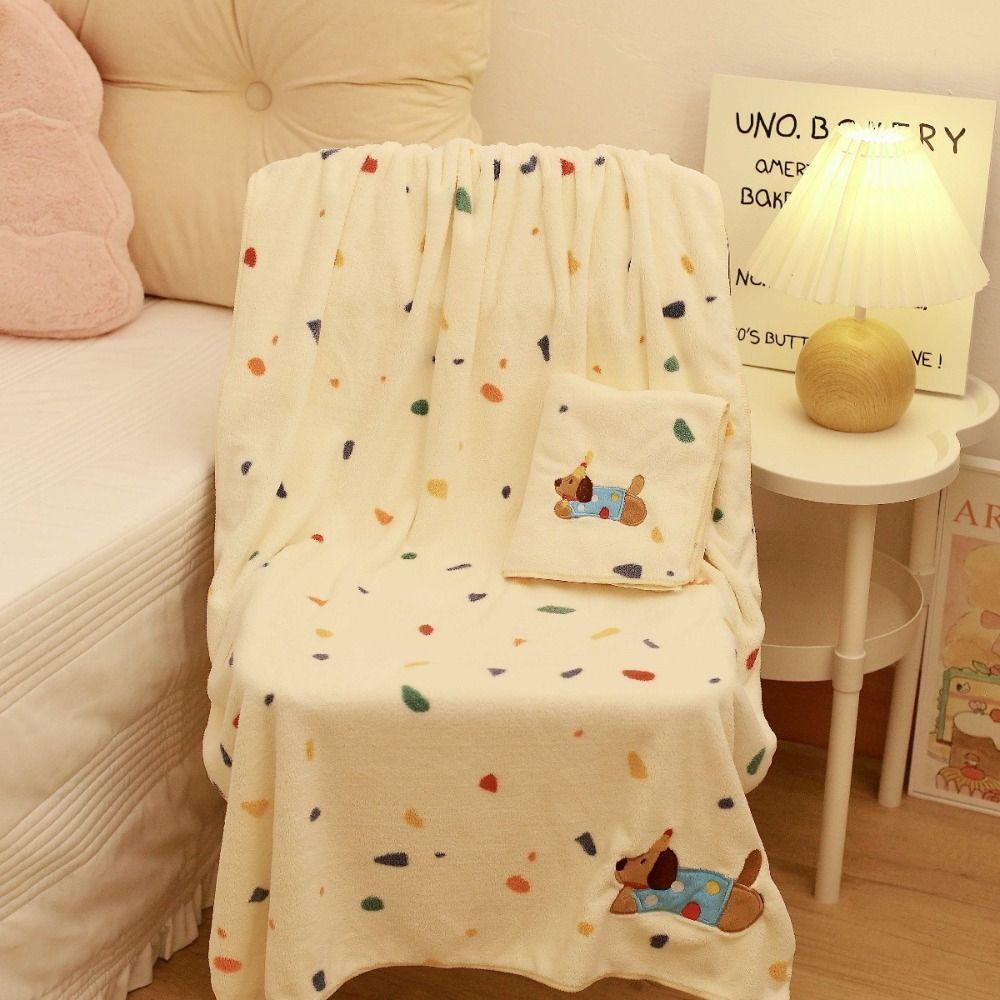 Absorbent Coral Fleece Bath Towel Cartoon Puppy Pool Towel Skin Friendly Soft Towel Set  Girls