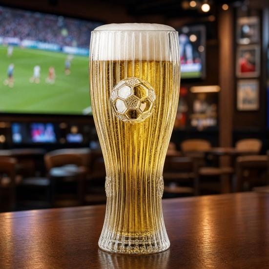 Szklanka do piwa Piłkarska, Pojemność 300ml/450ml, Przezroczysty kufel do piwa rzemieślniczego do domowego baru, Kubek Piłkarski dla Fanów Sportu
