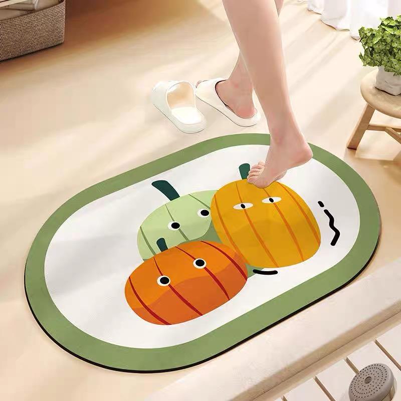 

Cartoon Pumpkin Halloween Floor Mat Diatom Mud Absorbent Non-Slip Bathroom Carpet Porch Mat for Home Decor 40x60cm 16x24inch