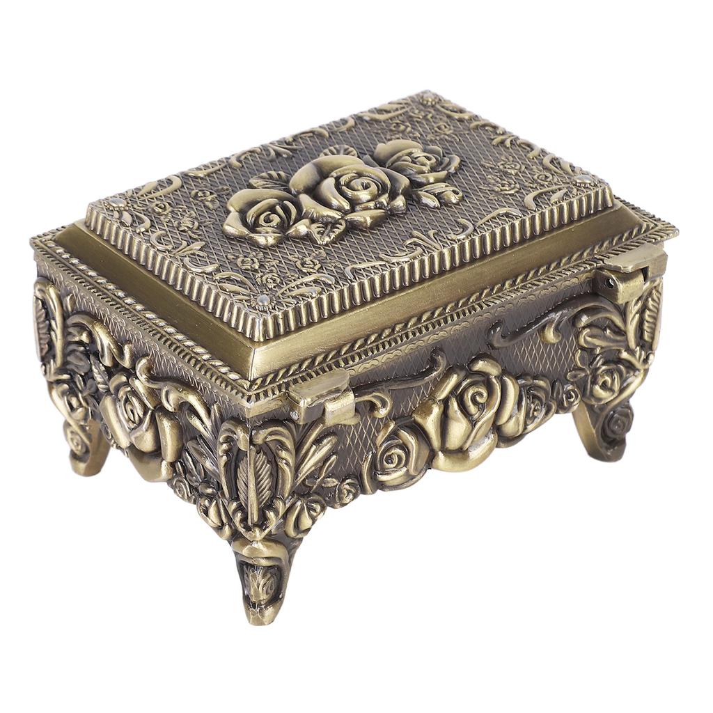 Vintage Jewelry Storage Box Alloy Decorative Large Capacity Jewelry Box for rrings Rings