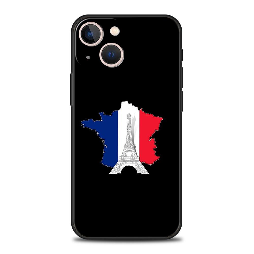 Luxury Phone Case For Apple iPhone 11 15 14 Pro MAX 12 13 7 8 Plus X XR XS MAX SE Silicone Black Cover Funda France flag
