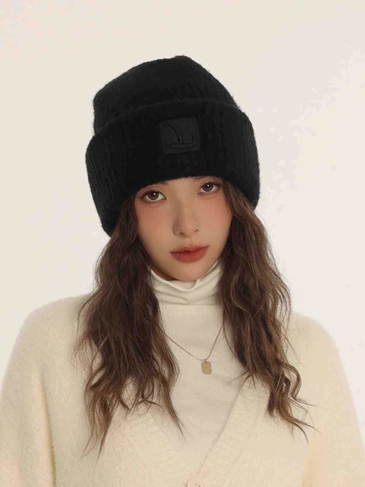 

Женская шляпа из шерсти с большой головой, осенне-зимняя, новый стиль, свободная, теплая, с ворсом, холодная шапка, подчеркивающая лицо, с маленькой защитой ушей, вязаная шапка, модная One Size