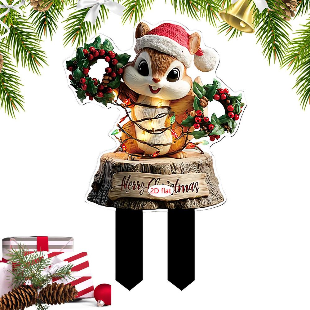 Christmas Decorations Outdoor Stakes Decorative Garden Stakes For Christmas Decor 2D Flat Acrylic Party Supplies For Planter