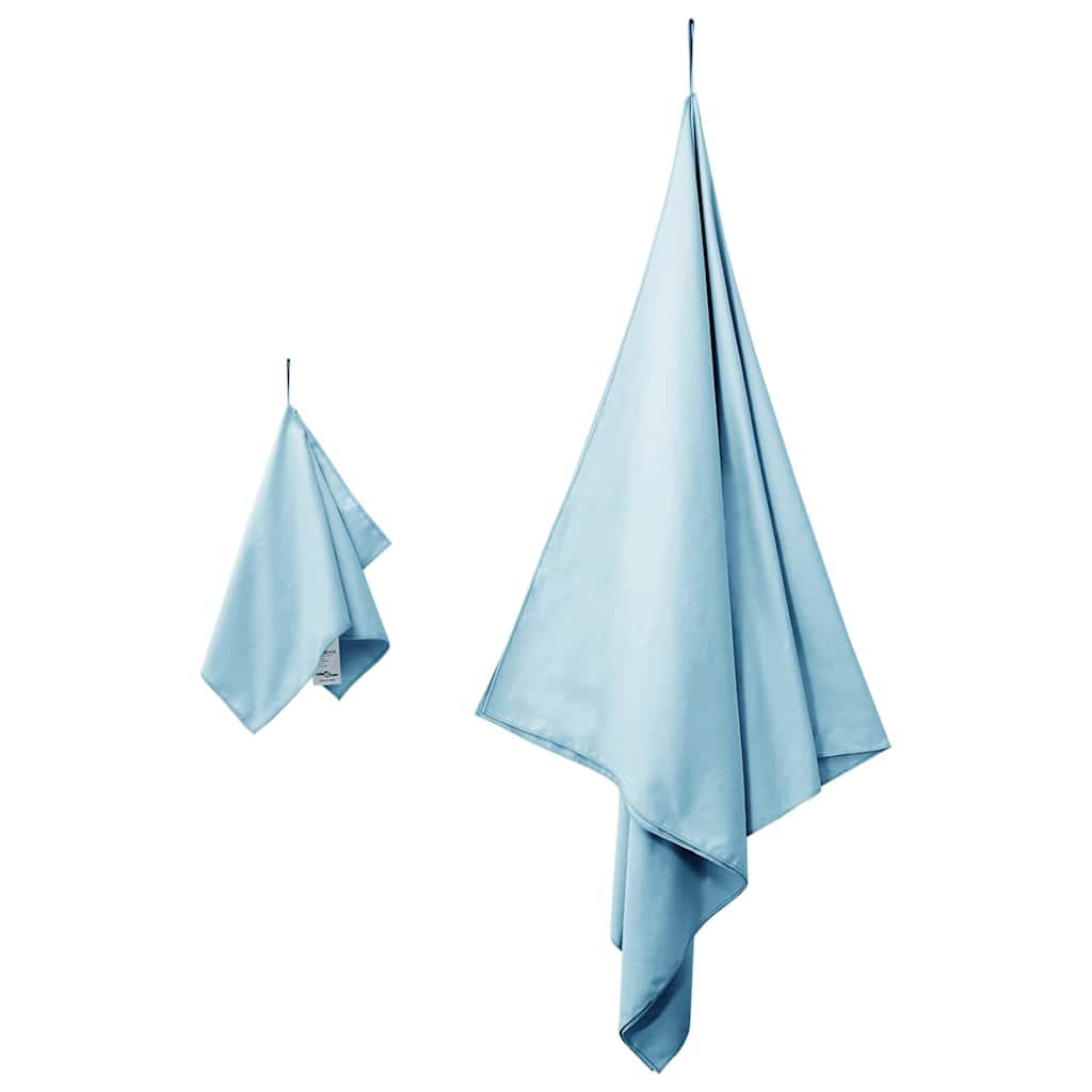 Sports Towel Set 2 Pcs Blue Fabric