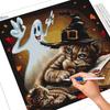 5D DIY Diamant Stickerei Katze voller runder Diamant Malerei Tier Strass Kunst Halloween Dekorationen