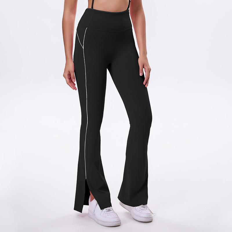 

Женские уличные брюки для йоги с высокой талией и эффектом подтяжки бедер: Бесшовные спереди, широкие брюки для фитнеса и моды Extra Large чёрный