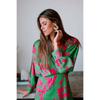 Women's  Fall New Elegant Floral Printed V-neck Lantern Sleeve Long Maxi Dress for Leisure