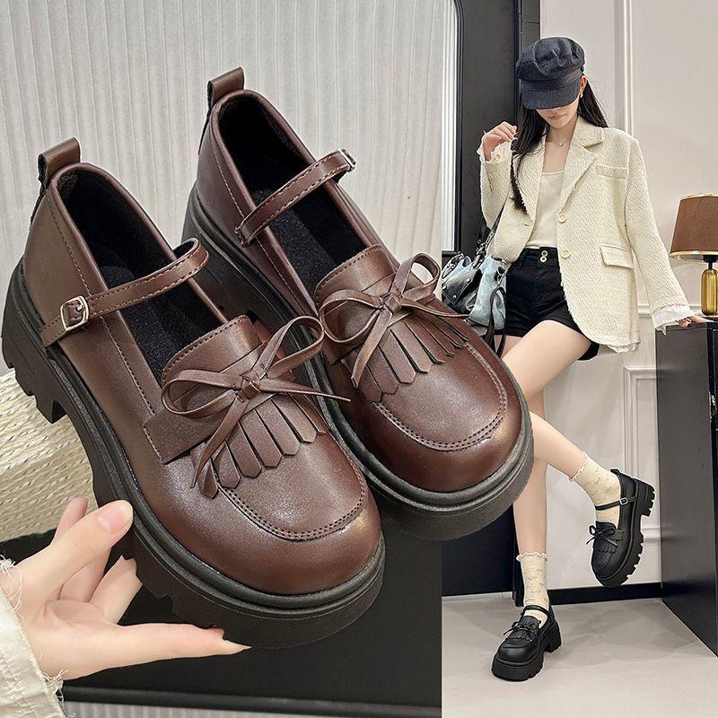 Cute Bow Small Leather Shoes Women's Versatile Retro British Style Comfortable Mary Jane Single Shoes Spring and Summer New Models