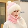 New hat women's autumn and winter warm neck protection thickened squirrel velvet women's wind and snow scarf integrated hat knitted cold protection