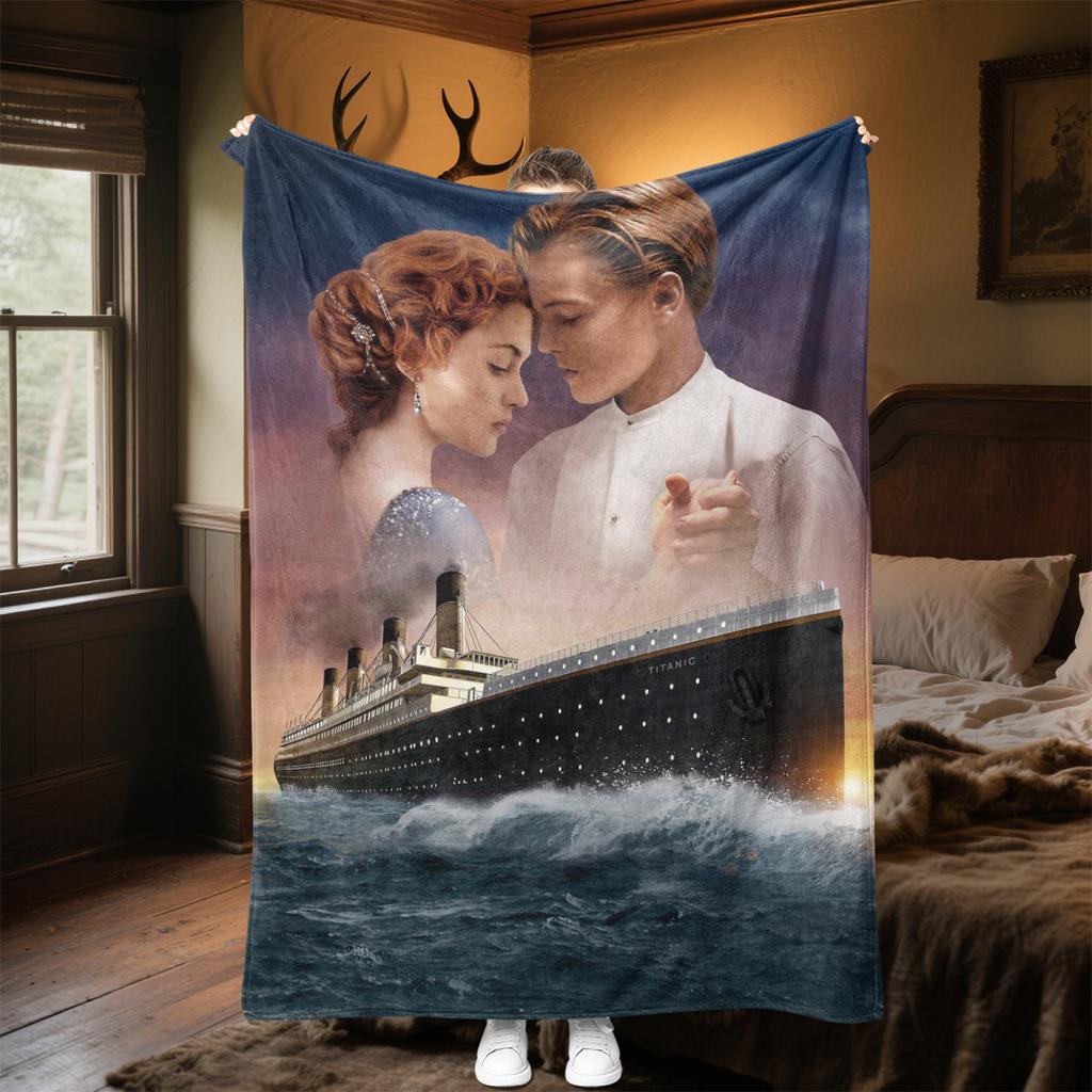 Titanic Plush Blanket Soft Comfortable All Seasons Blanket Sofa Office Naps Blanket Outdoor Travel Throw Perfect Gift