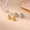 Fine Flash Gourd Retro High-end Zircon Gourd Stud Earrings Women's Light Luxury Fortune Temperament Ear Jewelry