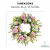Spring Wreath Colorful Eggs Daisies Spring Garland 15.75inch Artificial Easter Outdoor Door Wreaths for Home Porch Window Wall