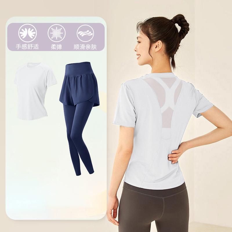 Tennis suit women's short-sleeved training clothes outdoor running quick-drying clothes thin badminton T-shirt fitness clothes