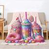 Flannel Throw Blanket Whimsical Ice Cream & Sweets Fantasy,suitable for sofas,beds,offices,travel,camping chairs,warm blanket