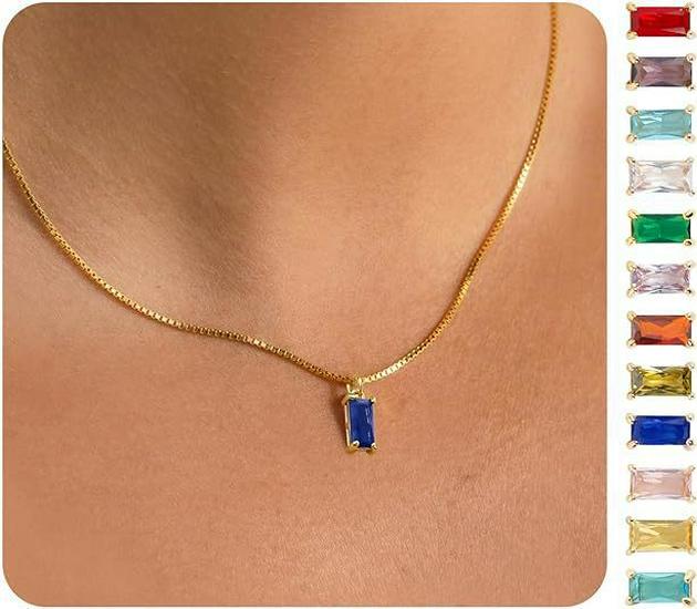 Gold-Plated Zircon Birthstone Pendant Necklace for December