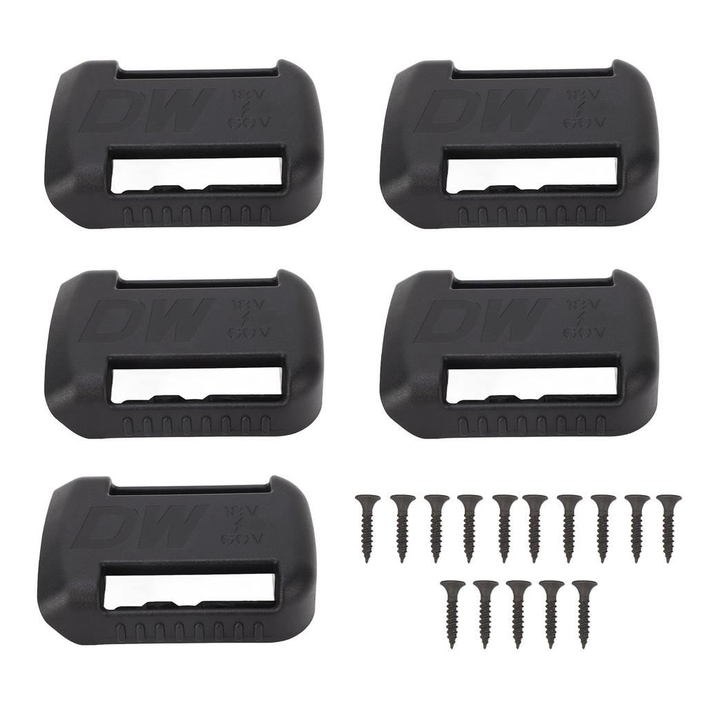 5 Sets Battery Dock Holder with Screws Battery Hanger Mounts for DCB200 DCB201 DCB203 DCB204 DCB206 Black