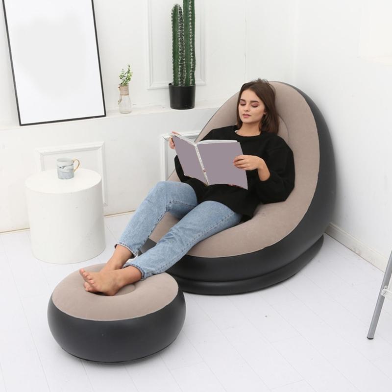 Quiet Flocks Inflatable Stool with Nonslip Bottom Multifunctional Air Cushions Stool for Homes Gym Use