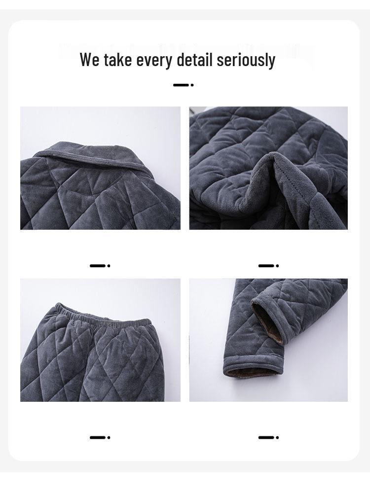 Crystal Velvet Winter Cotton Home Wear Set: Thick Padded Suit for Detention Center Guard