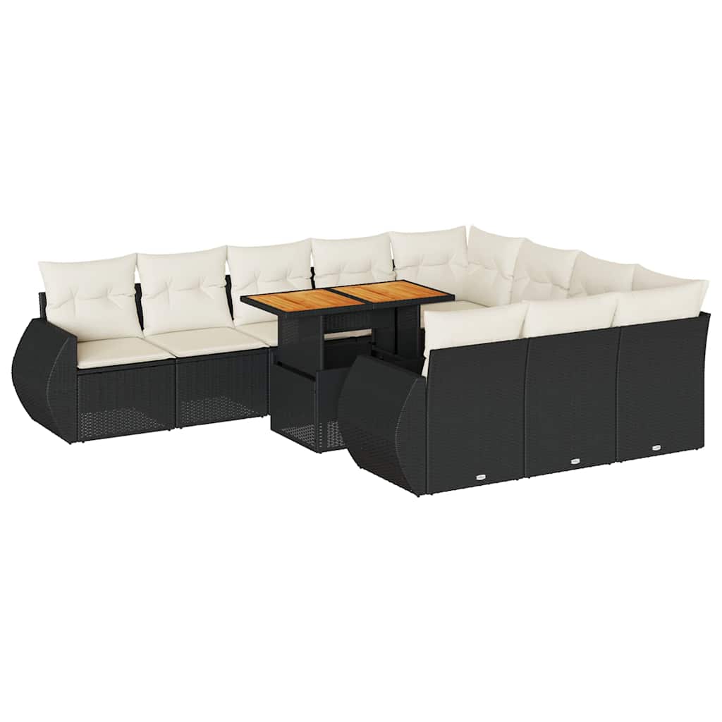 Vidaxl 11-Cz. Set da Giardino, Cuscini Rattan Nero Pe