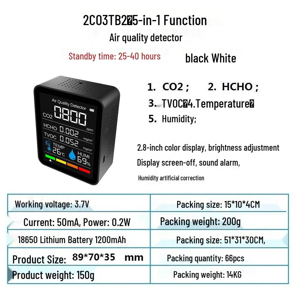 2CO9 CO2 & CO Detector: Monitors PM2.5, Formaldehyde, TVOC for Home Air Quality.