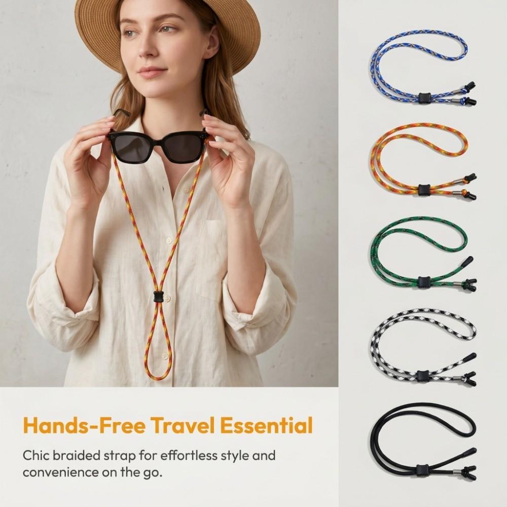Secure Holder Adjustable Glasses Strap Multi-Color Seven-Strand Neck Strap Anti-Lost Non-Slip Glasses Rope Mountaineering
