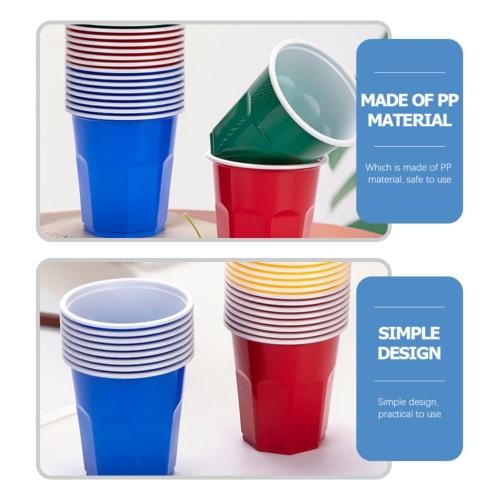 OUNONA Disposable Cups, Heat-Resistant, Colored Plastic Drinking Cups, 250ml, Double-Walled, Simple Design, Suitable for Kindergarten and Daycare, 100