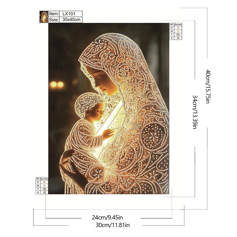 Marian Religion Diamond Painting Kit 30x40cm for Adults Beginners Gift 5D DIY Embroidery Crystal Rhinestone Art, Home Wall Decor