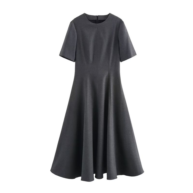 

Kaslead New Arrival Women s Clothing Fashion Style Fashion Minimalist Wave Wide Swing Midi Skirt Dress 5289040 Dark gray L