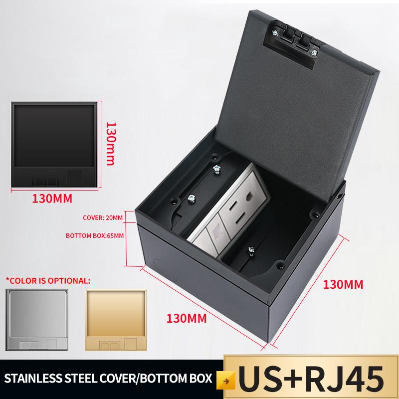 

Floor Box Outlet, Hidden, UK US EU BR FR Standard Power USB HDMI RJ45 Socket, Embedded, Build-in, 130mm x 130mm US RJ45&250V чорний