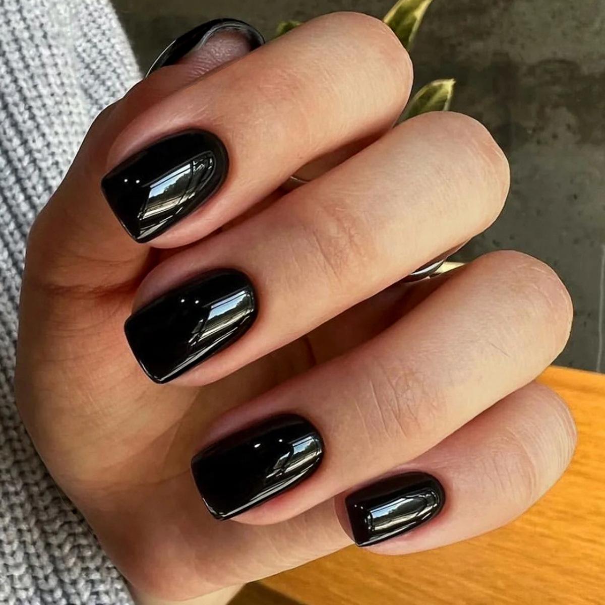 Autumn Winter Solid Color Handmade Wearable Nails Short Style Nail Tips 24 Pieces Set Fake Nails Wearable Nails XA-40-93