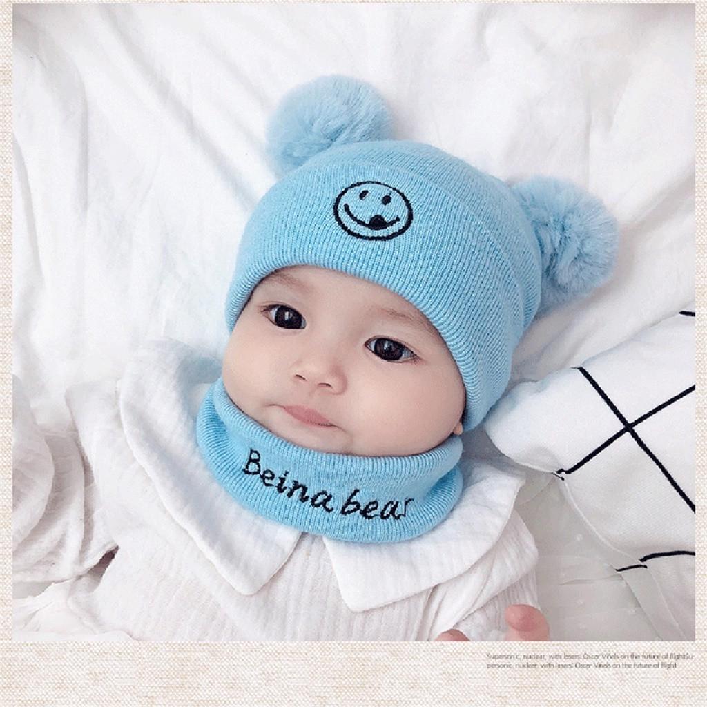 Children's Knit Hat Warm Scarf Wool Hat Two-piece