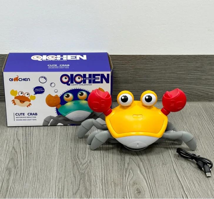 Electric Sensing Toy Crab Realistic Crawling Automatic Avoidance Adjustable Volume Speed ABS Material USB Charging Green Orange