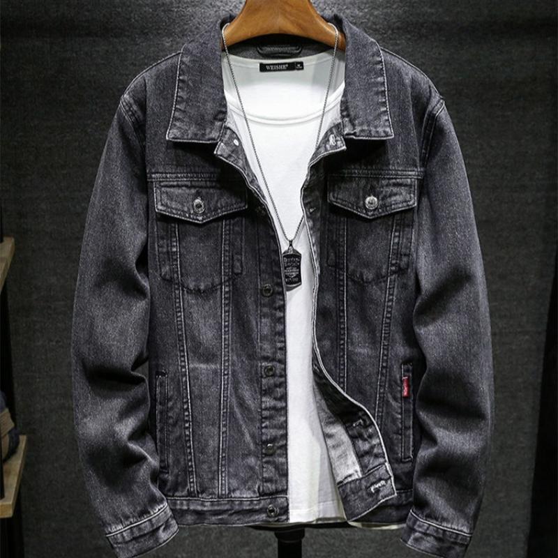 Giacca di Jeans Versatile da Uomo per Primavera e Autunno, Vestibilità Larga Taglie Forti Giacca Cargo Jeans Casual Streetwear Giacca di Jeans Abbigliamento da Esterno Quotidiano da Uomo