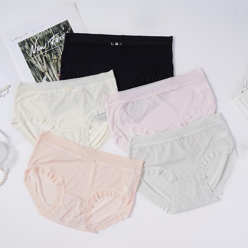 Summer New Ice Silk Women's Mid-waist Underwear Women's Light Breathable Refreshing Comfortable Pure Cotton Bottom File Triangle Underwear