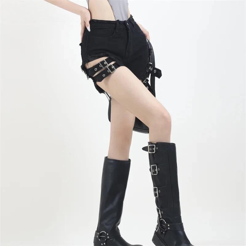 VIONA Sommer Vintage Trend Heißes Mädchen Harajuku High Waist Unregelmäßige Jeansshorts Goth Rock Sexy Damen Shorts Schlankmachend Vielseitig